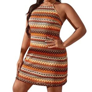 NWT 2XL SHEIN Chevron Halter Dress